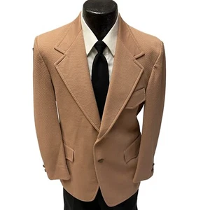 Vtg 70's HIS Men's Brown MOD Sport Coat TEXTURED Jacket DISCO FLAP Pocket Blazer - Picture 1 of 9