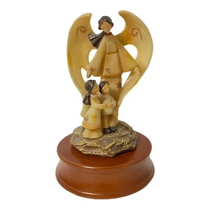 Roman Inc Music Box Angel Guardian Children Works VGUC 8” Vintage Rare Sankyo - Picture 1 of 7