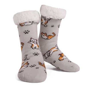 Mens Slipper Socks with Non Skid Bottoms Fleece-Lined Warm Fuzzy Socks - Picture 1 of 6