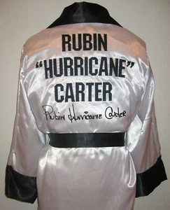 Rubin "Hurricane" Carter Autographed White Boxing Robe ASI Proof - Picture 1 of 2