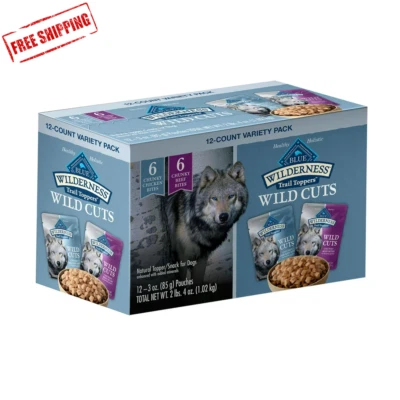 BLUE BUFFALO Wilderness Trail Toppers Wild Cuts High Protein Chunky Bites Wet Dog Food 12-3oz