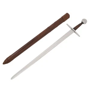Medieval One Handed Sword Carbon Steel Hand Forged Classic with Leather Scabbard - Picture 1 of 5