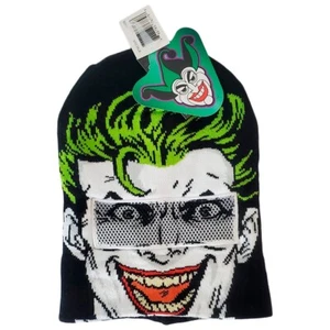NEU MIT ETIKETT THE JOKER DC COMICS HALLOWEEN ROLL-DOWN BEANIE MÜTZE DURCHSICHTIGE MASKE - Bild 1 von 3