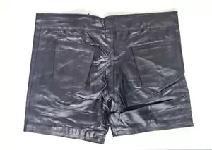 Herren Ledershorts schwarz Ledershorts mit Spitze vorne Öffnung Bondage BDSM - Bild 1 von 2