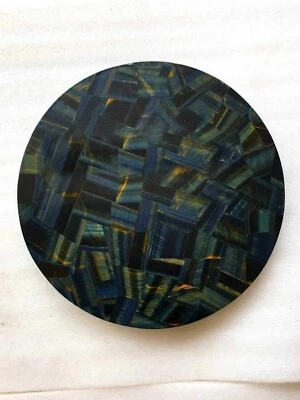 12" Blue Tiger Eye Marble Table Top semi precious stones Overlay Handmade work - Image 1 of 4