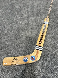 GRANT FUHR Edmonton Oilers SIGNED Auto Hockey Goalie Stick JSA COA +Inscriptions - Picture 1 of 3
