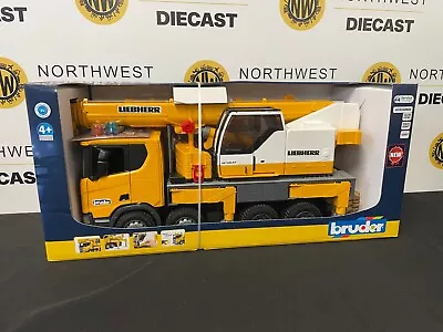 BRUDER 1:16 SCALE 03571 SCANIA SUPER 560R LIEBHERR CRANE TRUCK WITH LIGHTS - Image 1 of 4