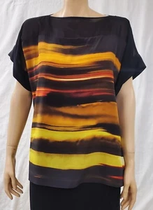 Lafayette 148 New York 100% Silk Ari Boxy Blouse in Fudge Multi Sz. PS NWT $398 - Picture 1 of 8