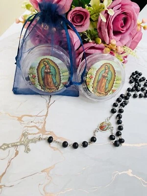 12 First Communion Favor De Madera Recuerdos Para Bautizo Virgen Mary Rosaries - Image 1 of 4