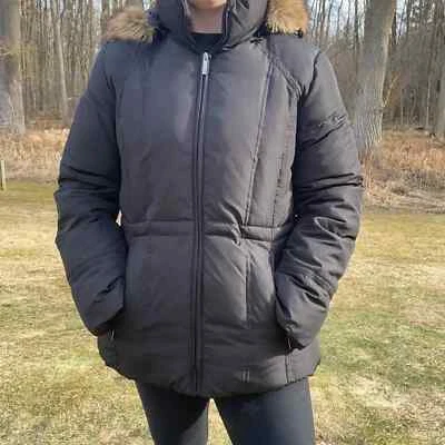 Marvin Richards черный вниз лыж куртка с искусственным мехом капюшон флисовая подкладка куртка - Изображение 1 из 4