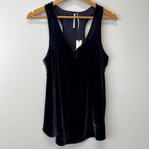 Anthropologie Tank Women Small Sleeveless Blouse V Neck Velour Purple Core Ne - Picture 1 of 12