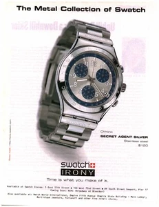 1998 VINTAGE PRINT AD - SWATCH IRONY SWISS MADE WATCH AD - SECRET AGENT SILVER - Picture 1 of 1