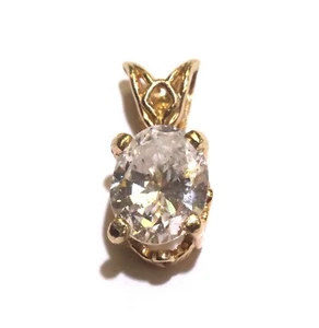 GIA zertifiziert 14k Gelbgold I1 E 0,93ct Ovalschliff Diamant Anhänger Solitär 0,9g - Bild 1 von 9