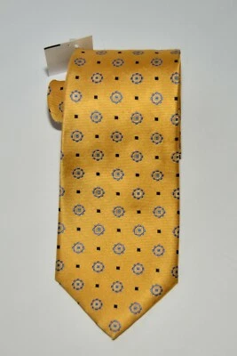 Bloomindales Joseph & Lyman Hombre 100% Seda Satén Geométrico Patrón Amarillo Foto 1 de 4