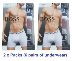 6pack Hugo BOSS black white grey stretch cotton boxer brief trunk underwear pant - Picture 1 of 24