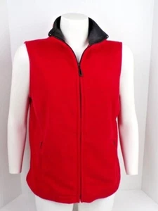 Chaleco Eddie Bauer para mujer lana con cremallera completa rojo negro adorno sin mangas cuello falso - Imagen 1 de 7