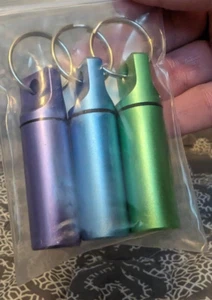 3 PCS Keychain Medicine Pill Box Case Bottle Holder Waterproof Metal Container - Picture 1 of 7