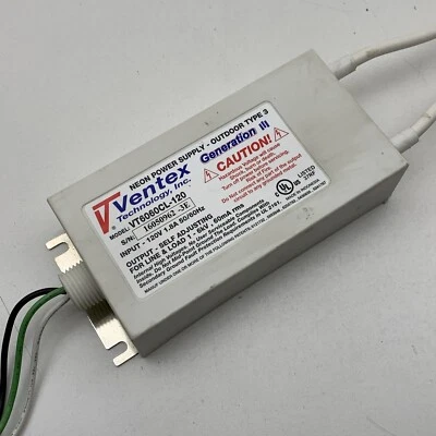 Ventex VT6060CL-120 Neon Sign Power Supply Pri: 120V Sec: 6000V 6kV 60mA - Image 1 of 4
