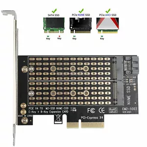 M.2 NGFF to Computer SATA Dual SSD PCI PCIe x4 x8 x16 NVMe Express Adapter Card - Bild 1 von 6