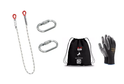 STURZSTOP Sicherung Halteseil 2m inkl. 2 Karabiner bis 25KN Baumpflege Fallschutz + Hands