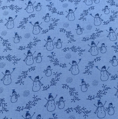 Fat Quarter Moda Crystal Lane By Bunny Hill Designs Snowman French Blue Fabric - Image 1 of 2