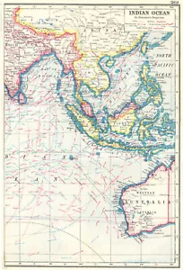 INDIAN OCEAN EAST. East Indies. Shows winds & ocean currents 1920 old map - Picture 1 of 1