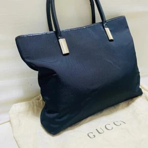 Gucci Nylon Tote Bag Auth Black Medium Women From Japan - Picture 1 of 13