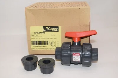 (NEW) CEPEX Hayward CPX21998 3/4" PVC STD HDPE/EPDM 240psi Ball Valve  - Image 1 of 4