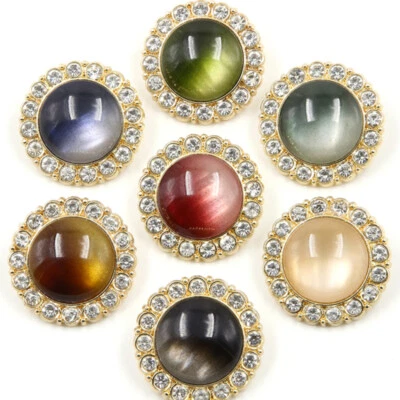 6X Round Buttons Diamond Trim Material for Overcoat Costume Sew Gradient Color - Image 1 of 4