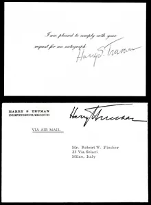 HARRY S TRUMAN Autograph on Request Card, Undated, w/ free frank envelope Italy - Picture 1 of 3