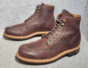 Grant Stone Messing Herren Größe US 7E Dunkel Burgund Kudu Runde Spitze Leder Stiefel - Bild 1 von 11