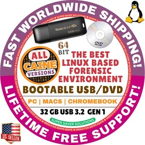 CAINE 13 Warp Forensic Environment Linux OS | 64Bit | Live Boot USB/DVD | MAC/PC - Picture 1 of 20