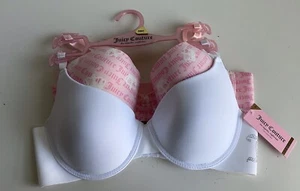 2er Pack Juicy Couture BH Gr. 38C SEXY Push Up JC5301 Bling weiß rosa Logo NEU - Bild 1 von 7