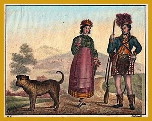 SCHOTTLAND "Bergschotten" Lithographie 1829 sehr schön koloriertes Original! - Picture 1 of 1