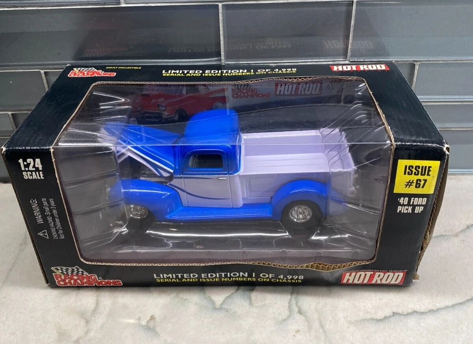 1/24 Racing Champions Hot Rod'40 Ford Pick-Up Pressofuso Auto Numero #67 1 Di - Immagine 1 di 3