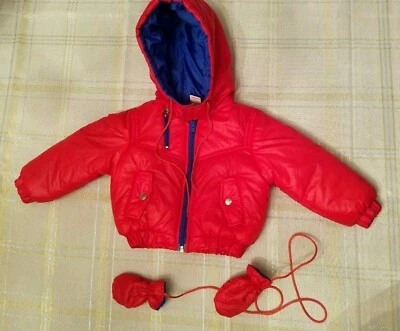 Chaqueta de abrigo acolchada con capucha roja vintage Sears infantil talla mediana 18 meses Foto 1 de 4