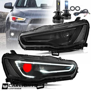 VLAND Demon Eyes Headlights + LED Bulbs For Mitsubishi Lancer & EVO X 2008-2017 - Picture 1 of 12