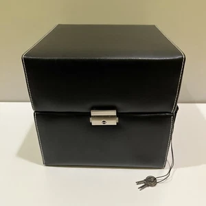 GEOFFREY BEENE stainless steel travel 8 Piece cocktail bar- Leather Box & Keys. - Picture 1 of 5