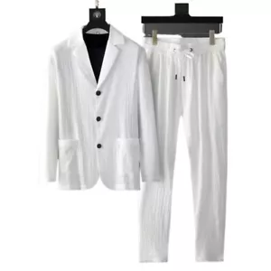 Men's Fashion Suit Long-sleeved Casual Suit Korean Slim Two-piece Suit Workwear - Picture 1 of 25