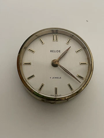 Vintage Relide Wind Up Alarm Clock 7 Jewels - For Parts Cover
