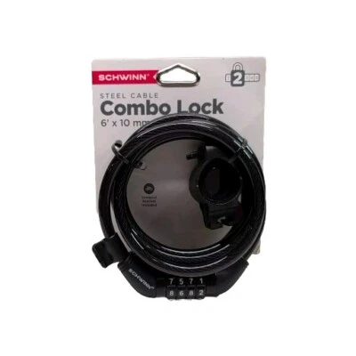 Schwinn SW80654 Combo Lock with Number Dial | 6' x 10mm | Black - Image 1 of 3