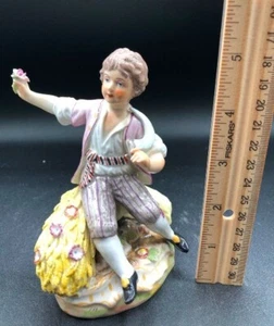 Antique Germany Dresden Porcelain Man Figurine 5.25"Hx4"Wx3"D - Picture 1 of 6