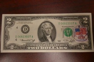 1976 Two Dollar Federal Reserve Note $2 Bill- First Day of Issue with Stamp #138 - Picture 1 of 2