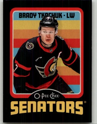 2024-25 O-Pee-Chee Brady Tkachuk Retro Black Border #530 /100 Ottawa Senators - Image 1 of 2