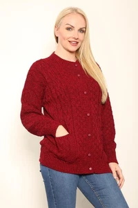 Women's Winter Chunky Cable Knit Ladies 7 Button Long Sleeve Aran Knit Cardigan - Picture 1 of 28