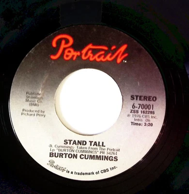 BURTON CUMMINGS – STAND TALL / BURCH MAGIC - PORTRAIT REC  VINYL 45 82-168 - Image 1 of 3