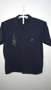 Vintage Anchor Blue Men 2XL XXL Embroidered Button Up Short Sleeve Shirt XXL124 - Picture 1 of 8