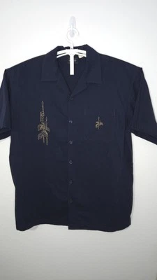 Vintage Anchor Blue Men 2XL XXL Embroidered Button Up Short Sleeve Shirt XXL124 - Image 1 of 4