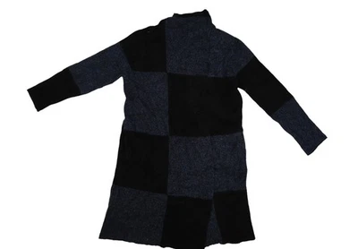 Joseph A. Sweater Coat Womens Medium Blue Black Colorblock Knit Longline Duster - Image 1 of 4