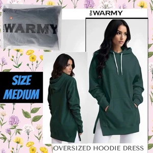 The Warmy Oversized Hoodie Sweatshirt Dress Ultra Soft Warm Green MED NEW ATL125 - Picture 1 of 13